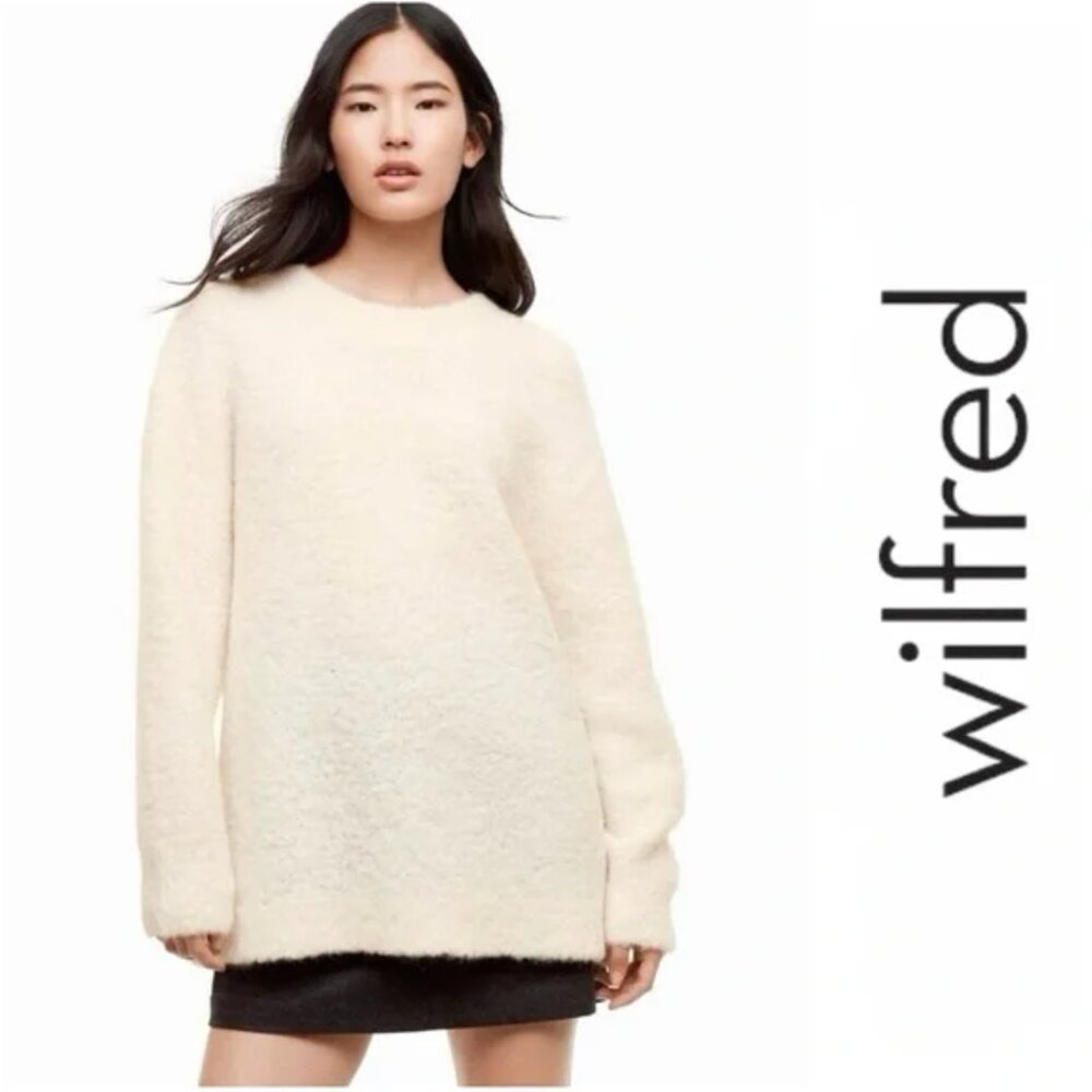Aritzia Wilfred Cream Birch Seissan Sweater Oversized Slouchy Wool Sweater